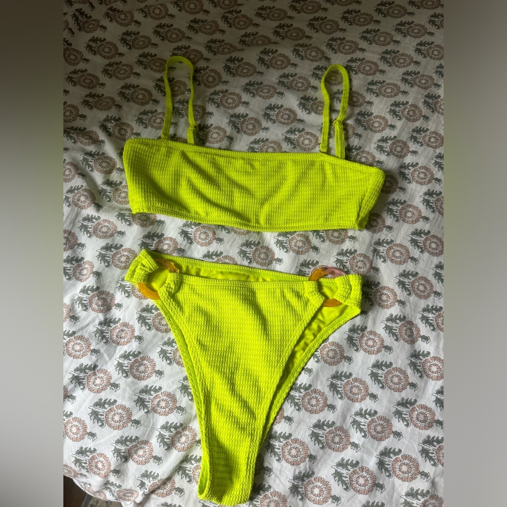 Neon Green Cabana Del Sol Bathing Suit